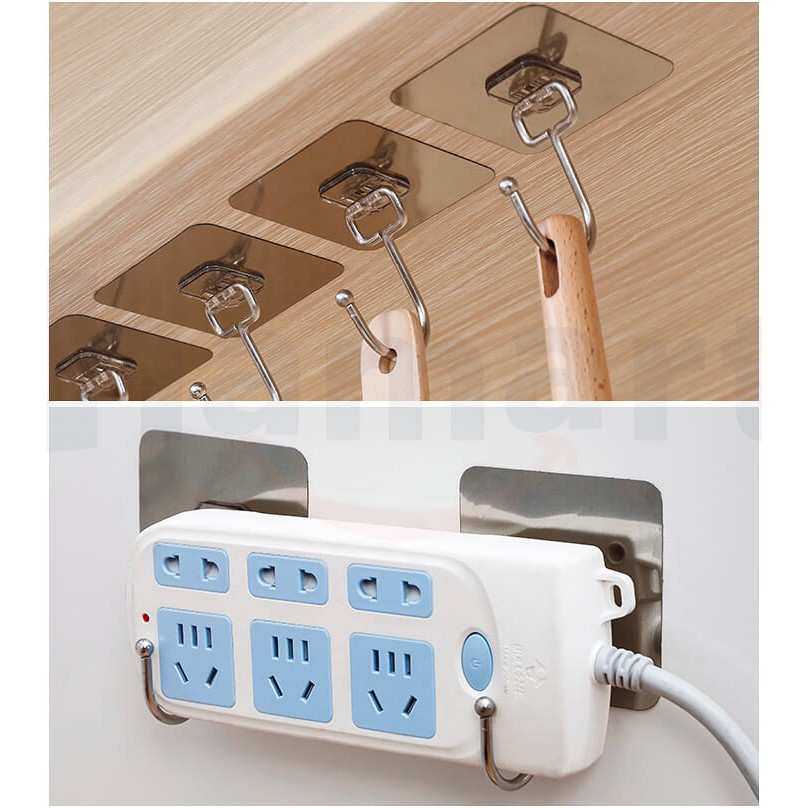 Móc dán tường chịu lực siêu dính treo đồ, vật dụng đa năng tiện ích inox 304