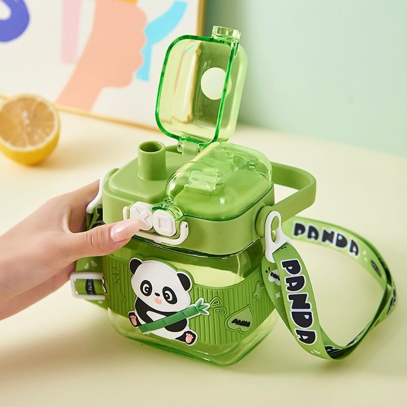 Trẻ Em Cốc Nước Hoạt Hình Phong Cách Mới Ống Hút Cốc Bình Nước Cho Bé Học Sinh Tiểu Học Mẫu Giáo Đôi Cốc Uống Dây Di Động 2PDQ