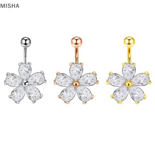 Misa Tinh Tế Zircon Thép Không Gỉ Cơ Thể Trang Sức Hoa Bụng Nút Nhẫn Dangling Piercings Phụ Kiện Dễ Thương Goth Nữ Gợi Cảm Rốn Xuyên
