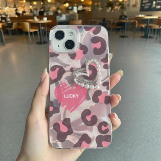 Da Báo In Ngọc Trai Dây Xích Nơ Dành Cho POCO C71 C61 C65 C75 4G 5G X7 M7 M5S X5 X6 M6 X3 Pro Trái Tim Màu Hồng Cô Gái Dễ Thương Vỏ Điện Thoại Laser