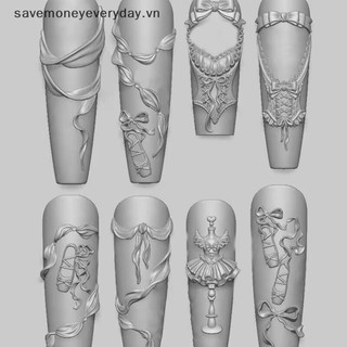 [savemoneyeveryday] Giày múa ba lê nơ ruy băng 3D Khuôn nghệ thuật làm móng tay DIY Trang trí nghệ thuật móng tay Mẫu khắc trong suốt Dụng cụ thiết kế móng tay [vn]