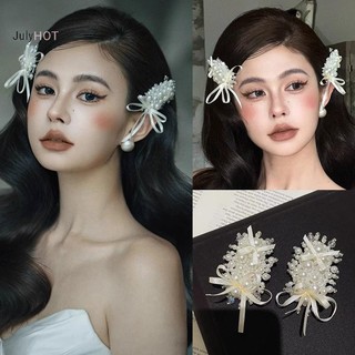 Kẹp Tóc Phong Cách Pháp Ngọt Ngào, Ngọc Trai Giả & Nơ Ruy Băng Thanh Lịch