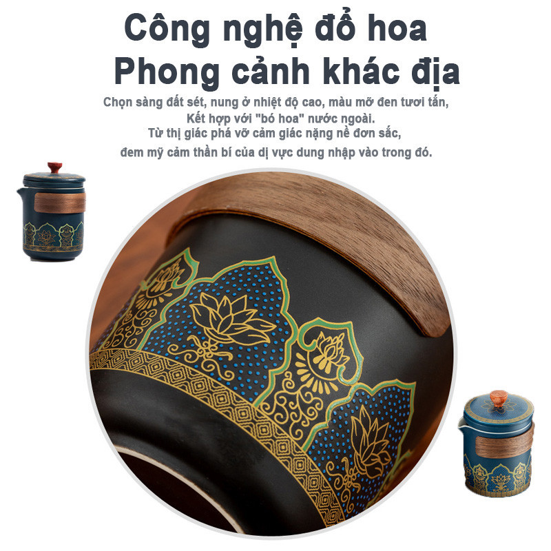 Bộ trà gốm cổ điển Vintage thanh lịch cho du lịch và tặng quà Logo tùy chỉnh/nhiều màu sắc