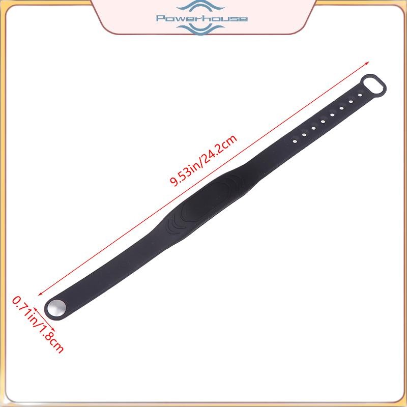 Dây đeo cổ tay RFID silicon đen nguyên chất, điều chỉnh được, chống nước, hỗ trợ 125KHz / 13,56 MHz.