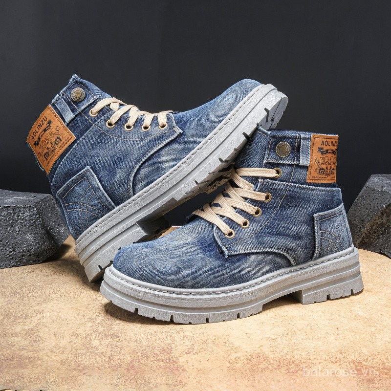 Size Lớn 48 Giày Nam 2026 Giày Cao Cấp Mới Denim Casual Đa Năng Bảo Hộ Lao Động Martin Hợp Thời Trang
