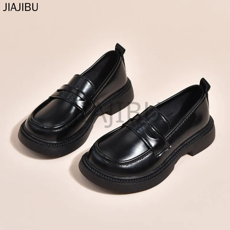 Giày Lười Mũi Tròn Chống Trượt Màu Đen Phong Cách Anh Dễ Thương Cho Bé Gái Đi Học Korean Fashion Kids' Casual Platform Mary Jane Shoes Giày Da Nhỏ Phong Cách Công Chúa Cosplay Đế Mềm Lolita Nhật Bản Giày Bệt