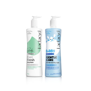 Bộ 1 Sữa tắm Lactacyd Ever Fresh mang lại làn da thơm mát + 1 Sữa Tắm Gội Trẻ Em Lactacyd Baby Gentle Care 500ml