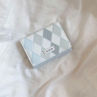 AllGIFT Ví Đựng Thẻ Tín Dụng In Họa Tiết Caro Màu Xanh Dương Phong Cách Hàn Quốc Cho Nữ