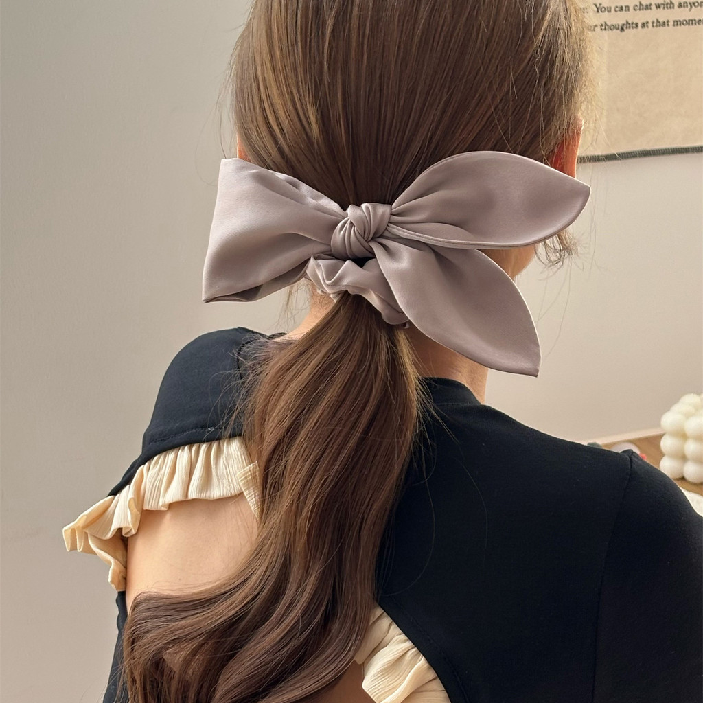 Dây buộc tóc nữ thanh lịch Dây buộc tóc nơ Satin kiểu Pháp