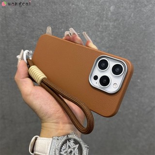 Dành Cho Xiaomi 17 15T 15 14T Pro Max Poco C85 C85X C71 5G 4G Ốp Điện Thoại Có Dây Đeo Kết Cấu Vải Lanh Nâu Đơn Giản Kinh Doanh Vỏ Mềm