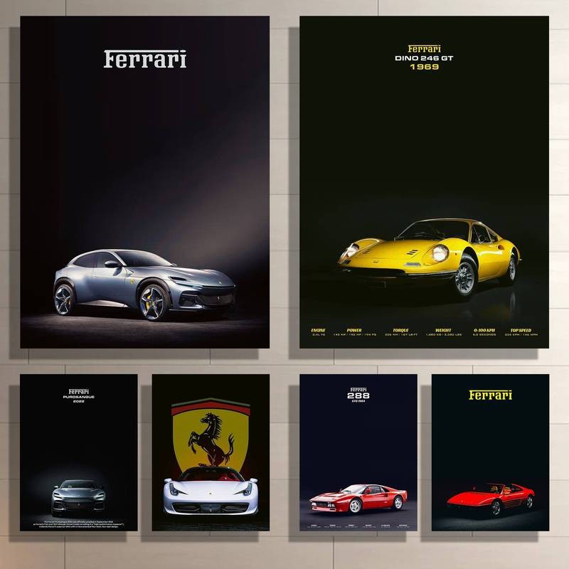 Ferrari Xe Thể Thao Năng Động Nghệ Thuật In Hình Nhà Trang Trí Tường Canvas Poster