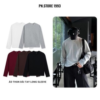 Áo Thun Nam Trơn Dài Tay PNStore Form Suông Chất Cotton Co Giãn 2 Chiều Đen Trắng ATDT03