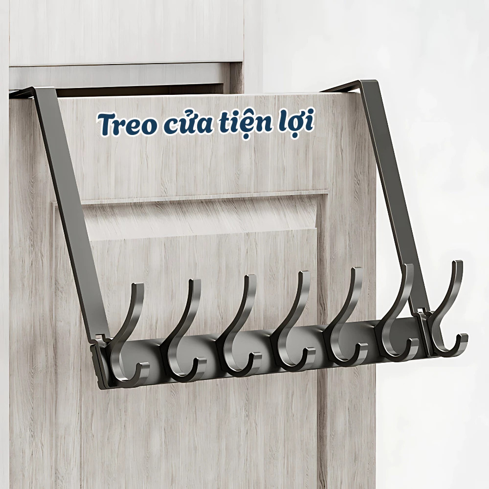 Thanh Móc Treo Sau Cửa Không Khoan Đục Chất Liệu Thép Không Gỉ, Móc Quần Áo Treo Cửa