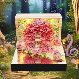 EGN Music Time Piece Lịch 2026 Lịch Để Bàn Có Đèn LED 3D Lịch Xé Khắc Giấy Nghệ Thuật Miếng Lót Notepad Quà Tặng Giáng Sinh Trang Trí Máy Tính Để Bàn N