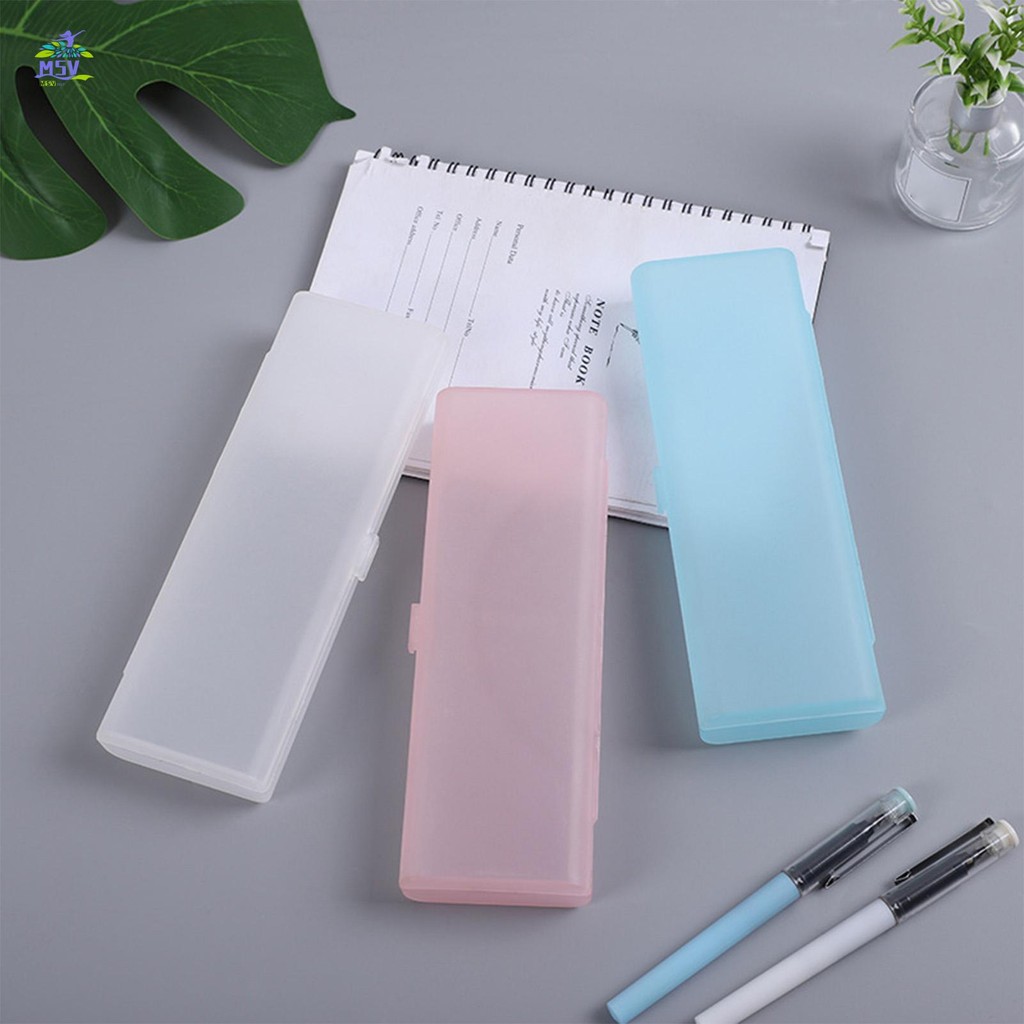Hộp bút chì mờ trong suốt có hộp đựng bút chì đóng cửa cho trường học Phụ kiện văn phòng phẩm văn phòng phẩm