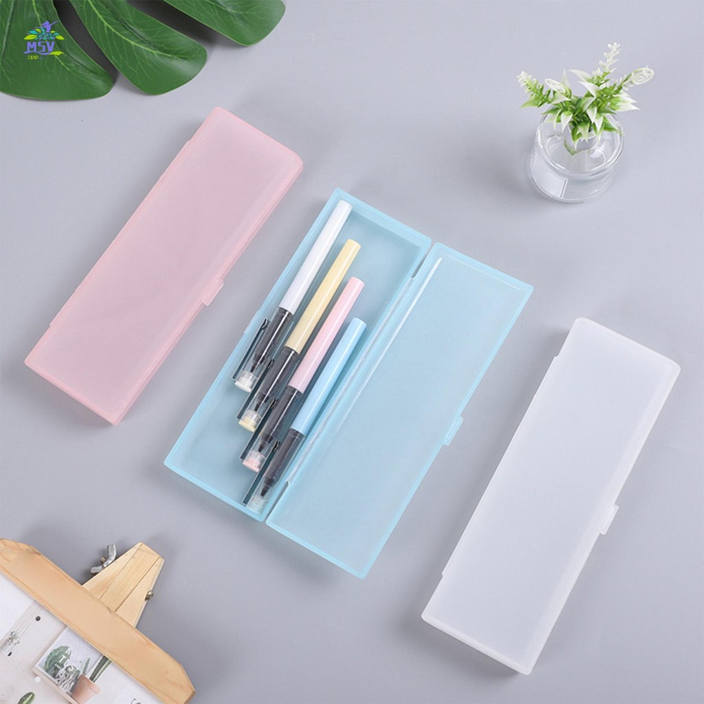 Hộp bút chì mờ trong suốt có hộp đựng bút chì đóng cửa cho trường học Phụ kiện văn phòng phẩm văn phòng phẩm