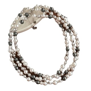 N1063 Vòng Cổ Dây Chuyền Ngọc, Chuỗi Hạt Ngọc Trai Nhân Tạo Trắng Xám, Sang Trọng Cho Nữ