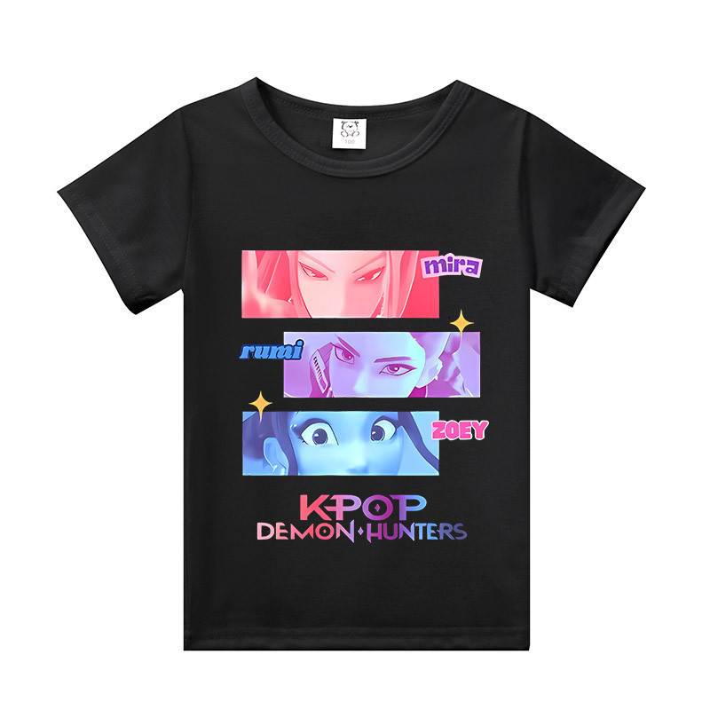 Áo thun in hình hoạt hình KPop Demon Hunter mới áo sơ mi trẻ em thoải mái và thoáng khí