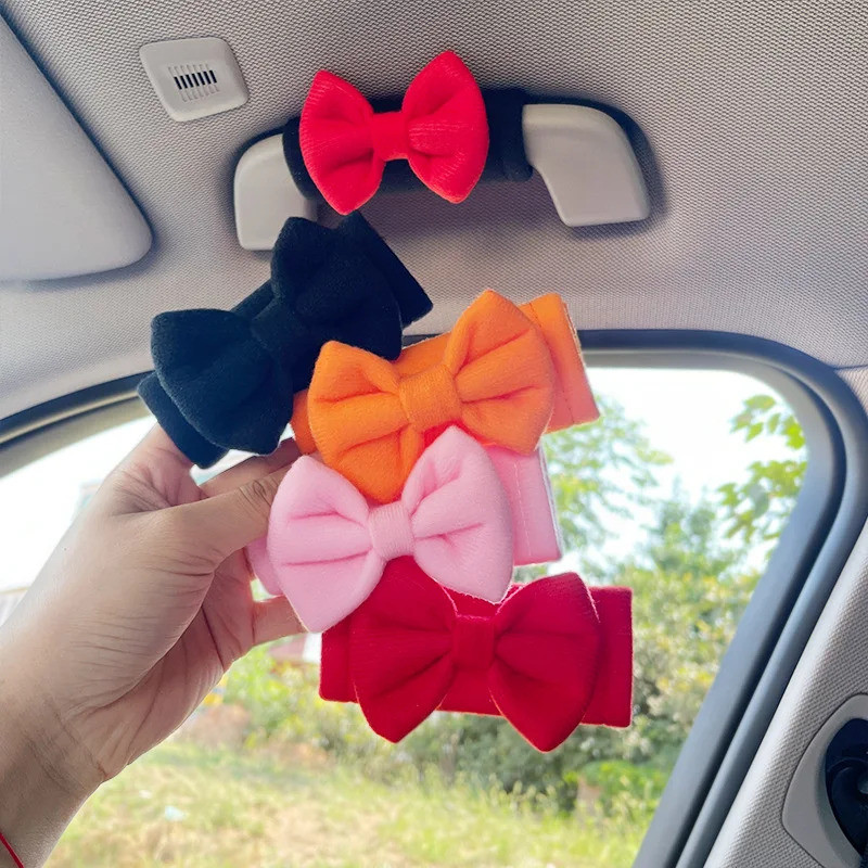 Kiểu Dáng Xe Mái Tay Vịn Có Dây Nơ Dễ Thương Mềm Da Lộn Vỏ Bảo Vệ Mái Ô Tô Tay Cầm Bao Phụ Kiện Nội Thất Ô Tô