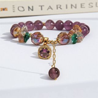 🔥Vòng tay tím thủy tinh hot xuất khẩu - Vòng tay nữ thiết kế độc đáo phong Ins khảm zircon siêu nhỏ buôn sỉ