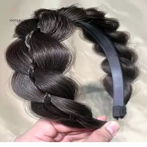 HNKMP Handmade Retro Head Hoop Xoắn Rộng Xương Cá Bím Tóc Giả Dành Cho Nữ Tạo Kiểu Phụ Kiện.