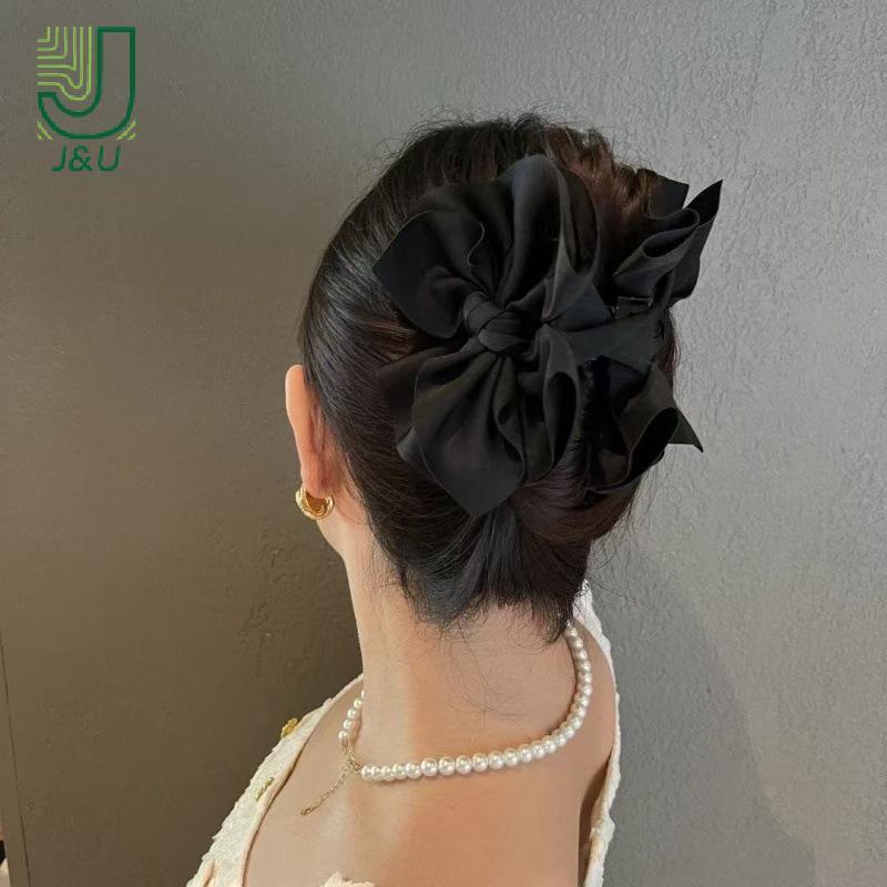 [J & U-T] Vuốt Tóc Nơ Thời Trang Pháp Kẹp Cá Mập Lớn Vải Nghệ Thuật Nơ Kẹp Tóc Cho Nữ Mũ Ngọt Ngào Phụ Kiện Tóc