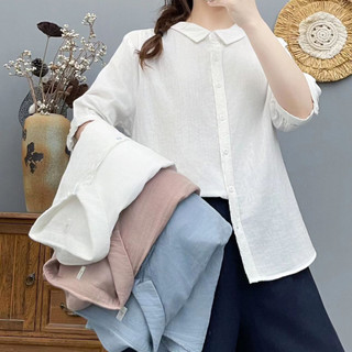 Áo sơ mi nữ 100% cotton cao cấp, mỏng nhẹ, ren hè, phong cách đa năng, dáng rộng 5/4