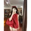 Áo yếm nơ đỏ cổ điển kiểu Pháp dành cho nữ mùa hè Áo Vest ngọt ngào cổ áo thun ngắn dáng rộng