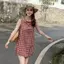 Váy kẻ sọc thông thường khí chất ngọt ngào kiểu Pháp mùa hè Váy ngắn thời trang phong cách mới