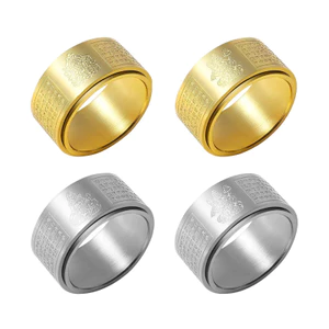 T Thép Titan Tám Thần Hộ Mệnh Xoay Nhẫn Nam Nữ Cung Hoàng Đạo Trái Tim Kinh Benming Phật Lần Chuyển Nhẫn 1PCJ