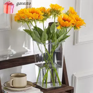 Bình hoa trong suốt GAVESTO, Bình hoa thủy canh vuông tròn không thể phá vỡ, Hộp nhựa chất lượng cao Trang trí nhà cửa