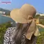 Mũ chống nắng BORAGETE, Mũ đi biển nơ chống tia cực tím, Mũ Panama vành rộng thời trang mùa hè dành cho nữ