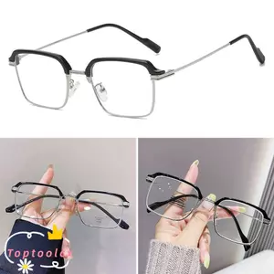 Kính mắt vuông TOPTOOLCX, Kính đọc sách chống ánh sáng xanh bảo vệ mắt bằng kim loại, Kính mắt quang học chặn màu xanh siêu nhẹ di động Văn phòng