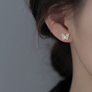 S925 Bạc Bướm Ngọc Trai Bông Tai Thời Trang Đơn Giản Nữ Trang Sức Quà Tặng Hàng Ngày