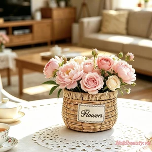 Giỏ đựng hoa ống hút bằng nhựa Giỏ đựng đồ trang trí tự nhiên đa chức năng cho tổ chức tại nhà