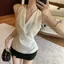 Mùa hè Phong cách mới Áo sơ mi không tay không đều Satin Top