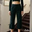 Quần Capri Nữ Quần Dài 3 / 4 Thanh Lịch Thắt Lưng Quần Crop Chắc Chắn Cho Thường Ngày