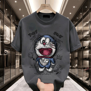 COD Áo thun nam nữ chất cotton in hình Doraemon graffiti phong cách đường phố dễ phối đồ mùa hè