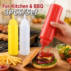 3 Cái / bộ Nhựa Gia Vị Bóp Chai Nước Sốt Ăn Syrup Mứt Trang Trí Bánh Và Thực Phẩm Chuẩn Bị