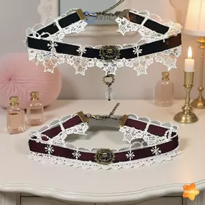 Gothic Punk Steampunk Nelace Giáng Sinh Ruy Băng Ren Choker Cổ Nelace Mới