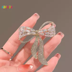 < Honeyba > Thắt Nơ Kim Cương Giả Thổ Cẩm Nữ Đơn Giản Cá Tính Thời Trang Pin Phù Hợp Với Chống Ánh Sáng Xòa Trang Sức Quà Tặng Đẹp