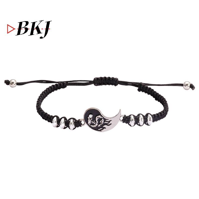 [KJ] Bộ 2 vòng tay bện có thể điều chỉnh Dragon Thái Cực Âm Dương dành cho cặp đôi bạn bè [Mới]