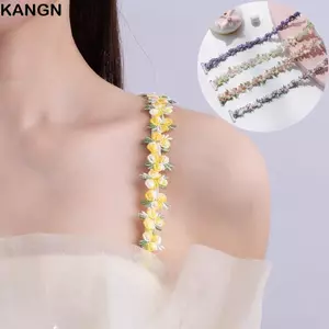 Dây đeo áo ngực hoa KANGN, Dây đeo vai có thể tháo rời có thể điều chỉnh, Dây đeo vai hoa đàn hồi chống trượt Váy dự tiệc cưới