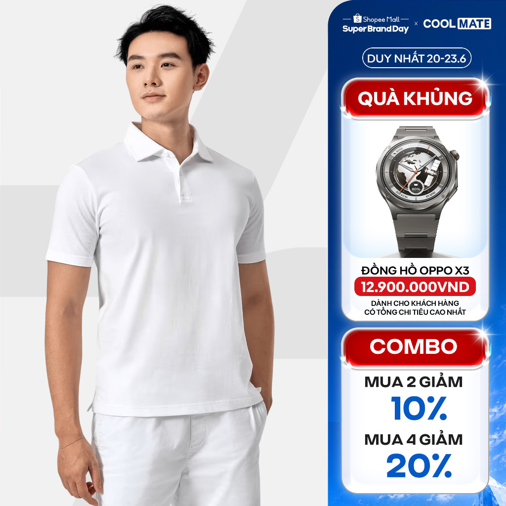[MUA 4 GIẢM 20%]Áo Polo nam Premium Pique mềm mại thoáng khí phù hợp đi làm du lịch hoạt động ngoài trời Coolmate