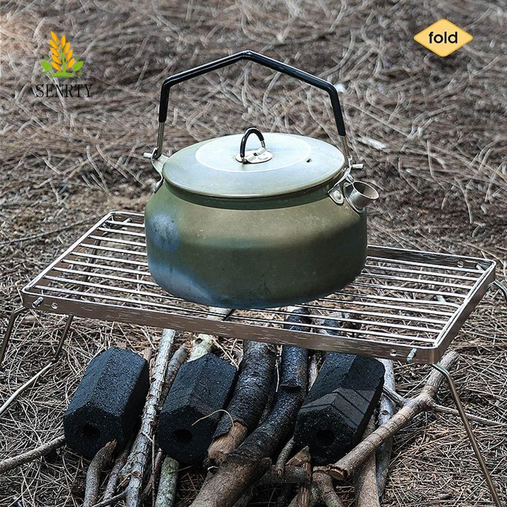 Giá nướng cắm trại có thể gập lại SENRTY, Giá đỡ bếp BBQ có thể gập lại chịu nhiệt, Giá đỡ lò nướng chống ăn mòn gấp bằng thép không gỉ di động cho ba lô dã ngoại