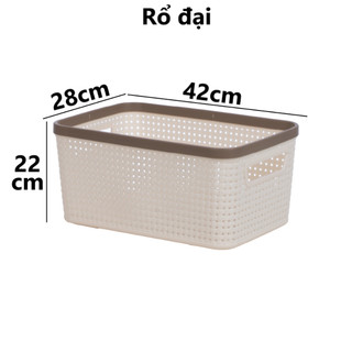Rổ viền mây HOKORI nhựa VIỆT NHẬT cao cấp - Đan mây tre, đựng đồ, quần áo bé, bánh kẹo - 3517/8/9/20