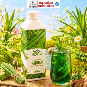 Syrup/siro lá dứa SAN Chai 1Kg, có mẫu thử, công thức, pha chế chuẩn quán, dễ dùng, đủ vị, hươn thơm