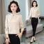 Áo Sơ Mi Nữ Màu Đỏ Chắc Chắn Nữ Thời Trang Lưng Tay Dài Công Sở Áo Sơ Mi Rời
