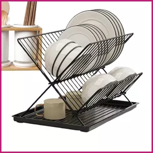 Giá phơi bát đĩa kim loại 2 tầng Thép Carbon / Mặt bàn bằng thép không gỉ Giá phơi bát đĩa Giá để bát đĩa có thể tháo rời shopidaevn