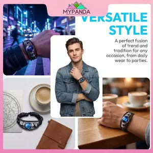MYPANDA Tử Vi Vòng Tay Da 12 Cung Hoàng Đạo Chòm Sao Unisex Trang Sức Thời Trang Hàng Ngày Phù Hợp Với Mảnh Tuyên Bố.